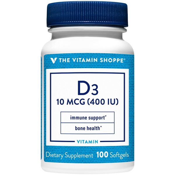 Vitamin D The Vitamin Shoppe Vitamin D3 - 400 IU (100 Softgels) hero