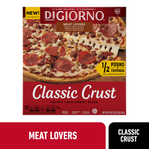 DiGiorno Classic Crust Meat Lovers Pizza On A Crispy Thin Crust hero