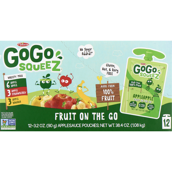 Fruit & Vegetable Snacks GoGo Squeez Applesauce On The Go Pouches, Variety hero