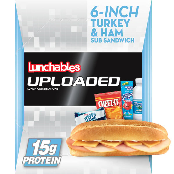 Lunch Meat Lunchables Lunch Combinations, Tukey & Ham Sub Sandwich, 6-Inch hero