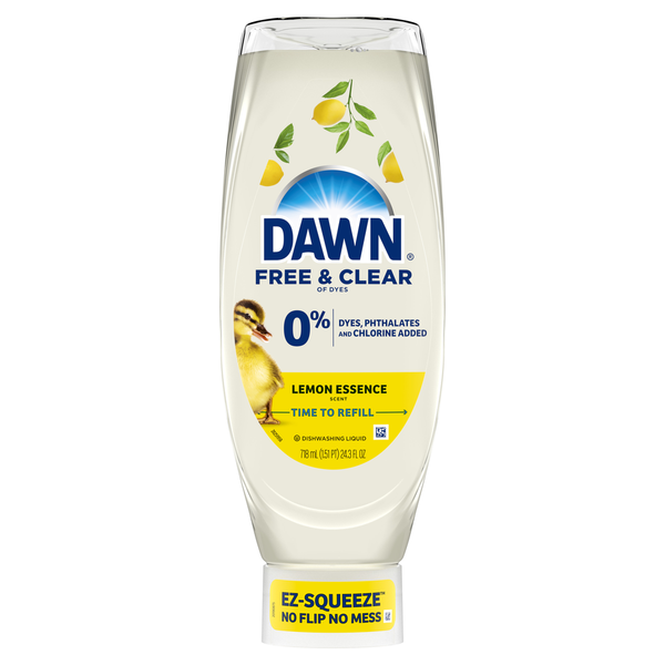 Dawn Free & Clear EZ-Squeeze Dish Soap, Lemon, 24.3 Fl Oz hero