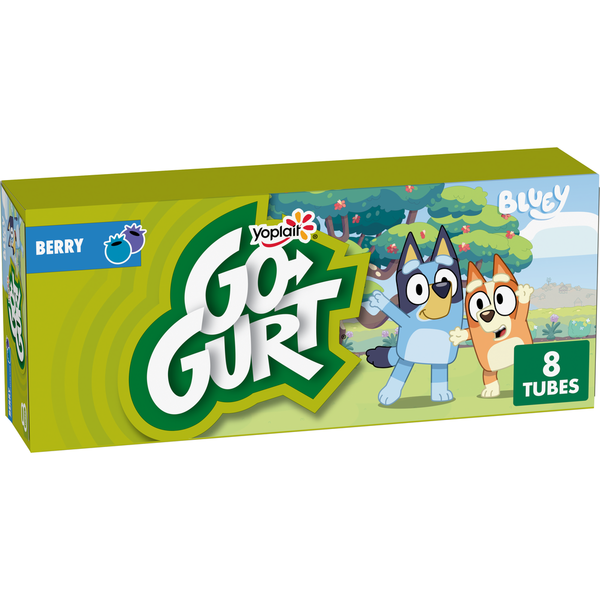 Yogurt Yoplait Go-GURT Bluey Berry Kids Fat Free Yogurt Snack Tubes hero