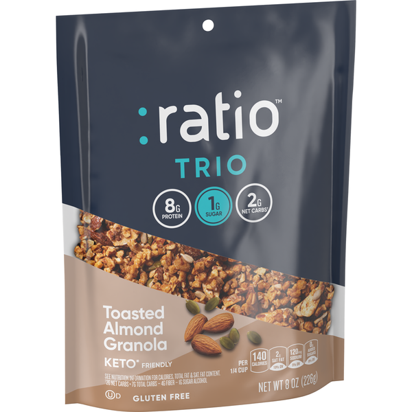 Ratio Trio Toasted Almond Keto Friendly Granola Cereal hero