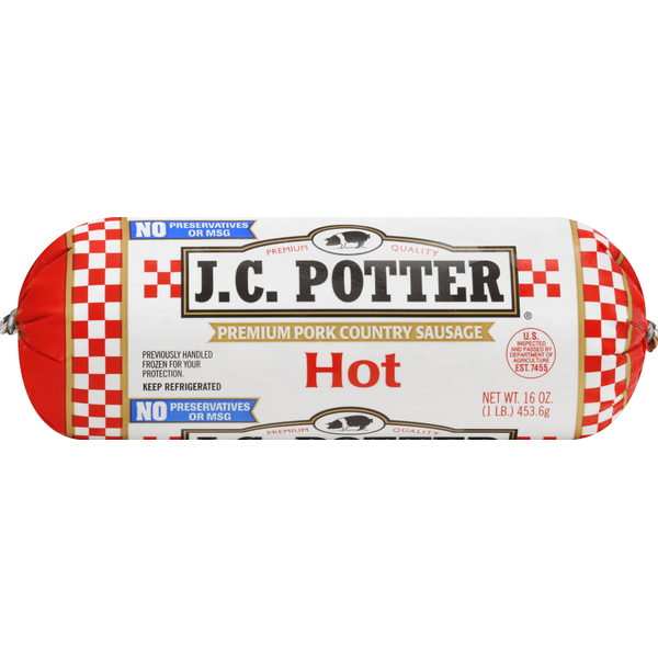 Hot Dogs, Bacon & Sausage JC Potter Sausage, Premium Pork Country, Hot hero