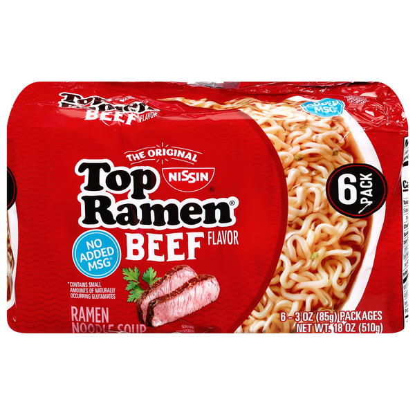 Instant Foods Nissin Ramen Noodle Soup, Beef Flavor, 6 Pack hero