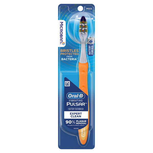 Oral Hygiene Oral-B Vibrating Pulsar Battery Toothbrush w/Microban, Plaque Remover for Teeth, Medium hero