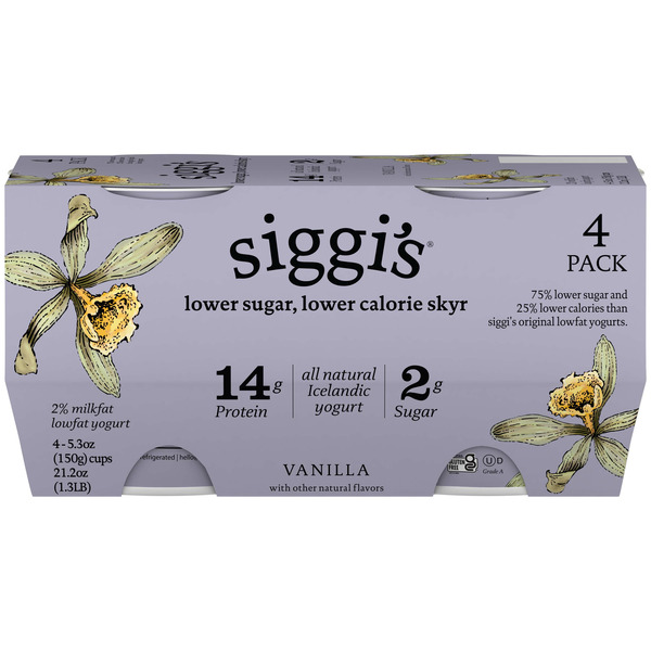 Siggi's Lower Sugar Lower Calorie Icelandic Skyr Lowfat Yogurt Vanilla hero