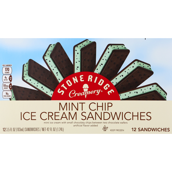 Ice Cream & Ice Stone Ridge Creamery Ice Cream Sandwiches, Mint Chip hero