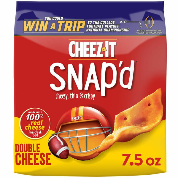 Crackers Cheez-It Snap'd Cheese Cracker Chips, Thin Crisps, Lunch Snacks, Double Cheese hero