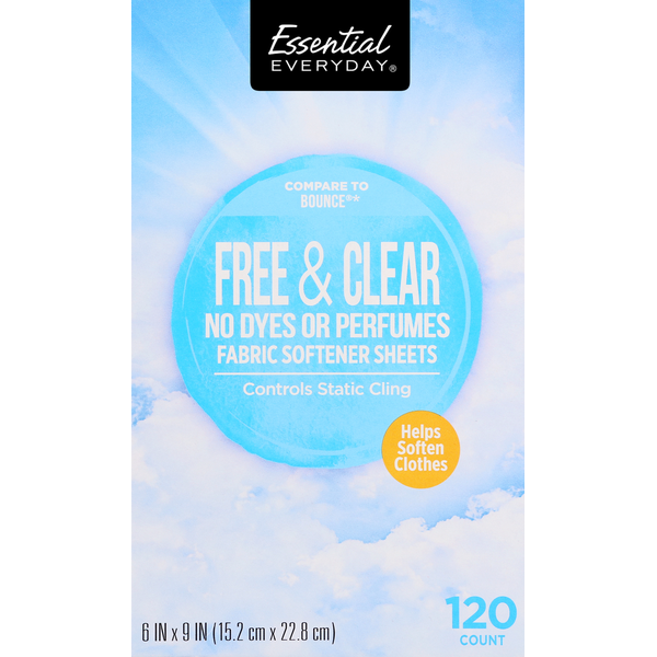 Laundry Essential Everyday Fabric Softener Sheets, Free & Clear hero