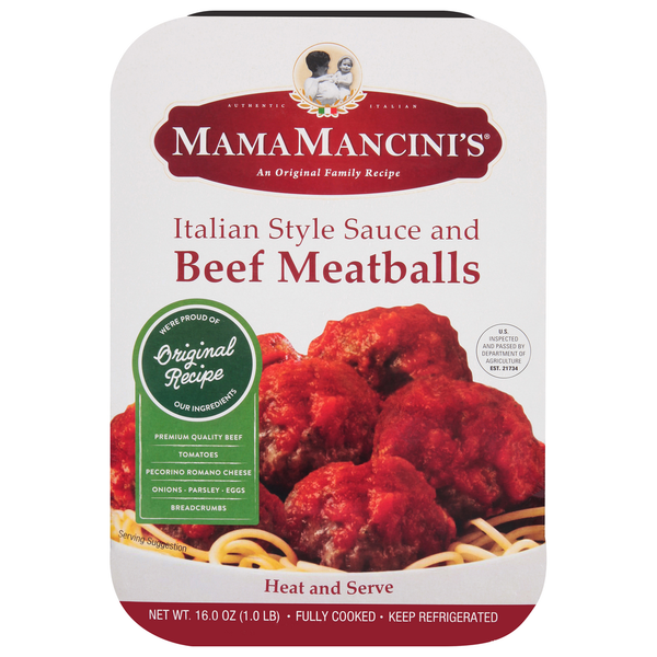 Frozen Meat & Seafood MamaMancini's Beef Meatballs in Italian Style Sauce hero