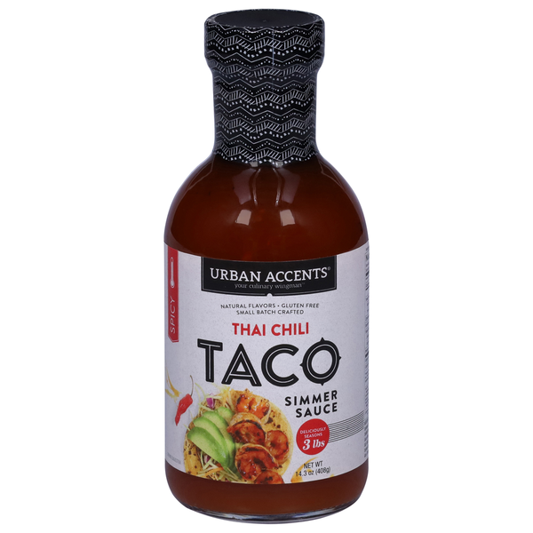 Condiments Urban Accents Simmer Sauce, Thai Chili, Taco hero