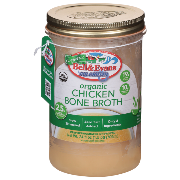 Soup, Broth & Bouillon Bell & Evans Organic Chicken Bone Broth, Refrigerated hero