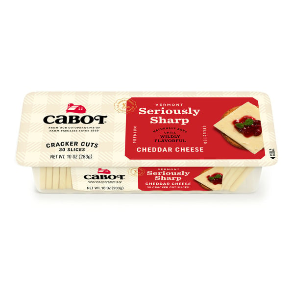 Packaged Cheese Cabot Cracker Cut Seriously Sharp Cheddar Cheese Slices hero