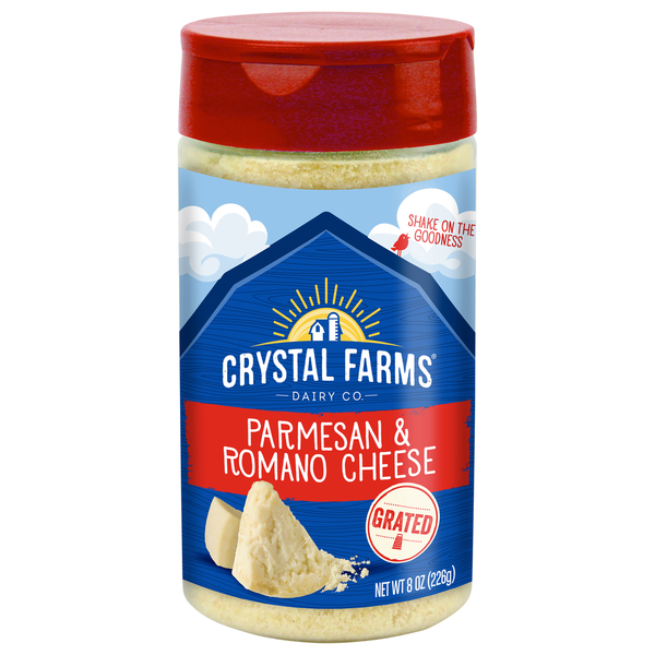 Packaged Cheese Crystal Farms Grated Cheese, Parmesan & Romano hero