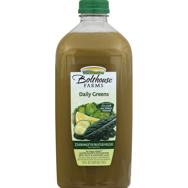 Refrigerated Bolthouse Farms 100% Juice, Fruit & Vegetable, Daily Greens hero