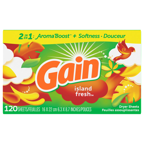 Laundry Gain Dryer Sheets, Island Fresh hero