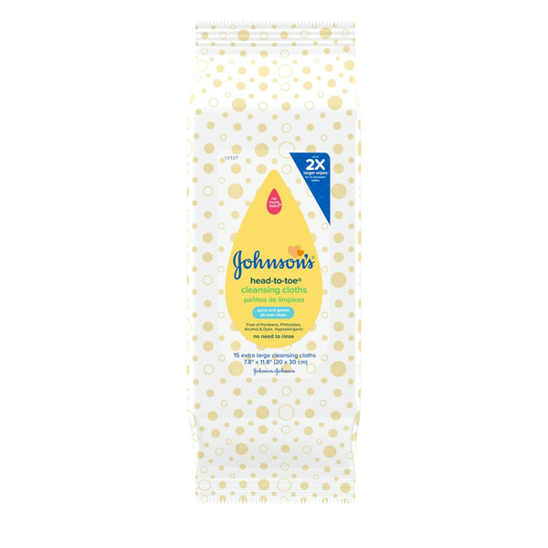 Baby Bath & Body Care Johnson's Head-To-Toe Baby Cleansing Cloths, Gentle Bath Wipes hero