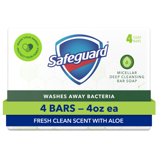 Body Lotions & Soap Safeguard Bar Soap Fresh Clean Scent with Aloe, 4oz (4 Count) hero