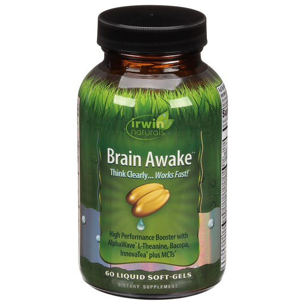 Supplements Irwin Naturals Brain Awake, Liquid Soft-Gels hero