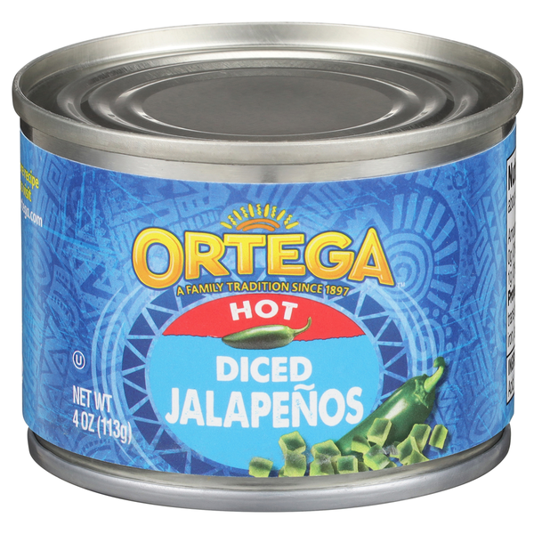 Latino Foods Ortega Jalapenos, Diced, Hot hero