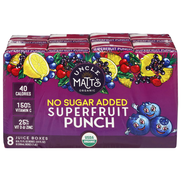 Juice & Nectars Uncle Matt's Organic Superfruit Punch, No Sugar Added hero