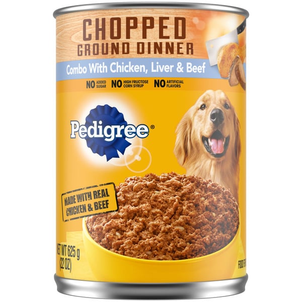 Dog Food & Care Pedigree Chopped Ground Dinner Combo with Chicken, Liver & Beef Wet Dog Food hero