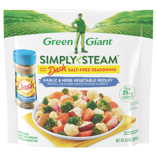 Spices & Seasonings Green Giant Simply Steam Garlic & Herb Vegetable Medley, Frozen Vegetable Mix hero