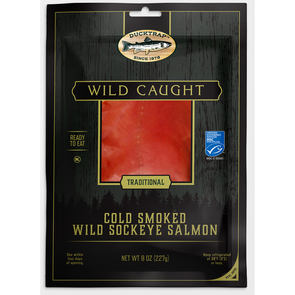 Packaged Seafood Ducktrap Cold Smoked Wild Sockeye Salmon hero