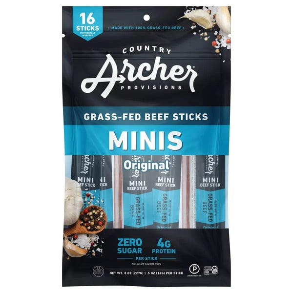 Country Archer Mini Jerky Beef Sticks, Original, Grass-Fed hero