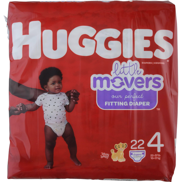 Diapers & Wipes Huggies Little Movers Baby Diapers, Size 4 (22-37 lbs) hero