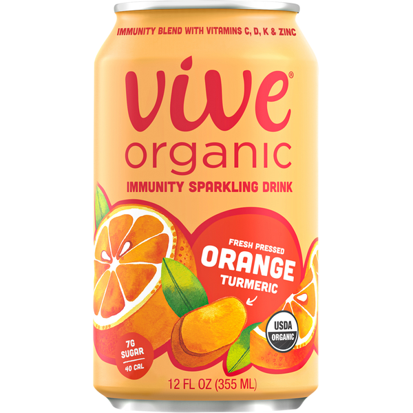 Energy & Sports Drinks Vive Organic Immunity Sparkling Drink, Orange Turmeric hero