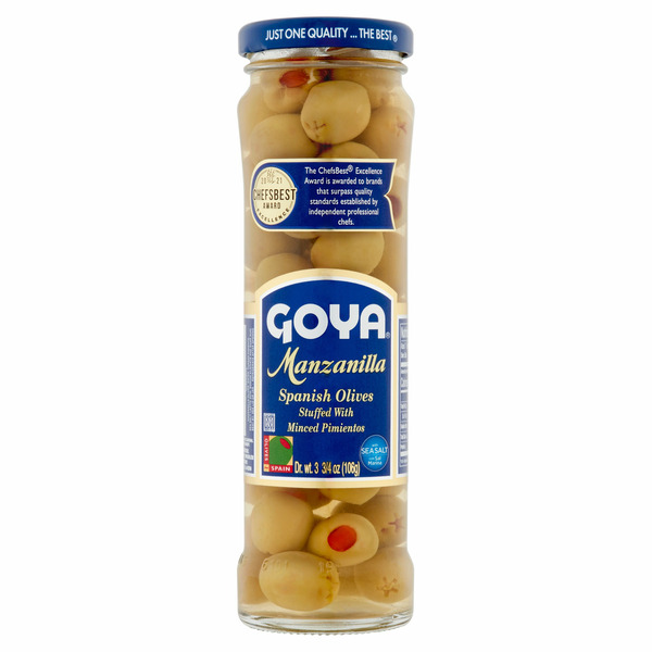 Pickles, Peppers & Olives Goya Manzanilla Stuffed With Minced Pimientos Spanish Olives hero