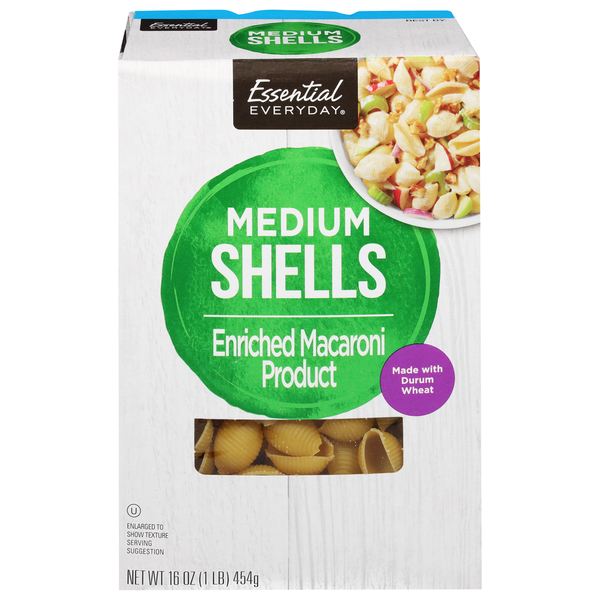 Dry Pasta Essential Everyday Macaroni, Medium Shells hero