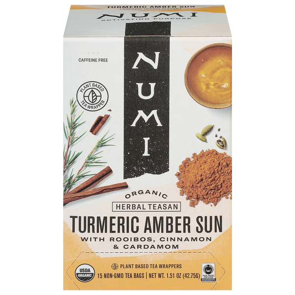 Tea Numi Organic Turmeric Tea, Amber Sun, Caffeine Free hero