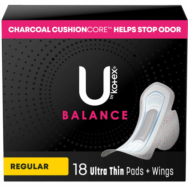 Feminine Care U by Kotex Balance Ultra Thin Pads with Wings, Regular Absorbency hero