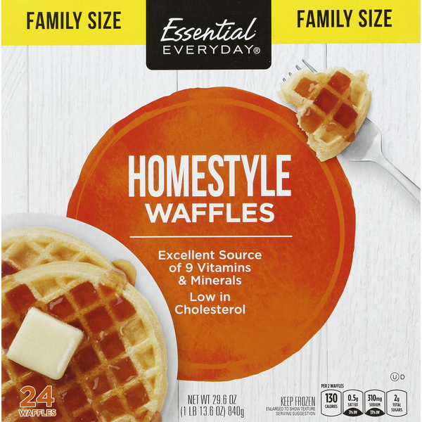 Frozen Breakfast Essential Everyday Waffles, Homestyle, Family Size hero