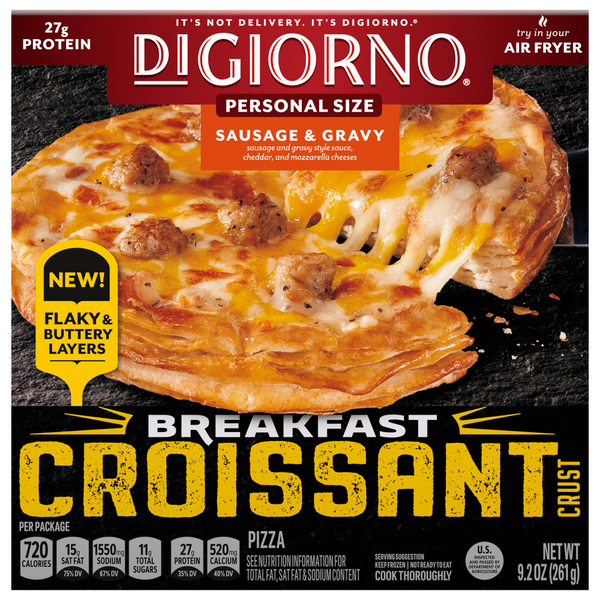 DiGiorno Pizza, Breakfast Croissant Crust, Sausage & Gravy, Personal Size hero