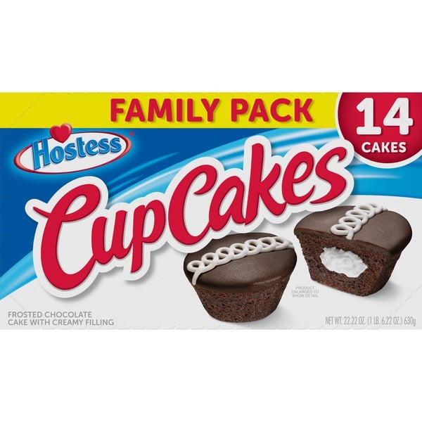 Cookies & Cakes Hostess Chocolate Cupcakes Creamy Filling Chocolate Snack Cakes Family Pack hero