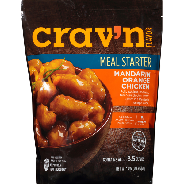 Frozen Meals Crav'n Flavor Mandarin Orange Chicken Fully Cooked, Boneless, Tempura Chicken Breast Pieces In A Mandarin Orange Sauce Meal Starter hero