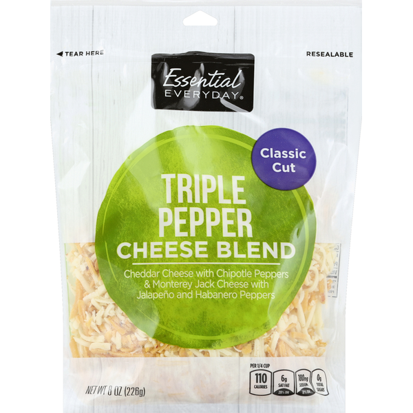 Packaged Cheese Essential Everyday Cheese Blend, Triple Pepper, Classic Cut hero