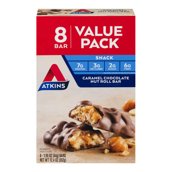 Energy & Granola Bars Atkins Snack Bar, Caramel Chocolate Nut Roll, Value Pack hero