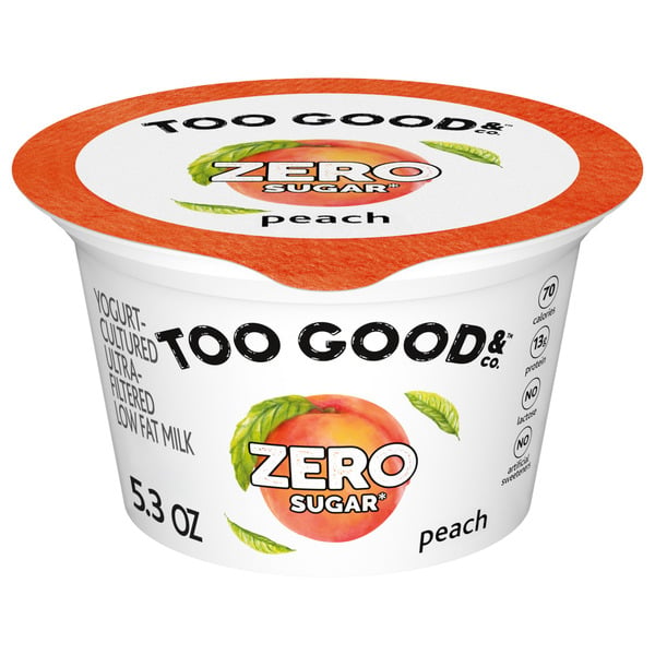 Too Good & Co. Peach Zero Sugar Gluten Free Greek Yogurt hero