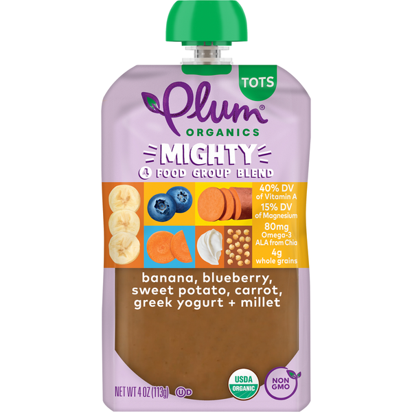 Baby First Aid & Vitamins Plum Organics Blends Banana, Blueberry, Sweet Potato, Carrot, Greek Yogurt & Millet Tots Pouch hero