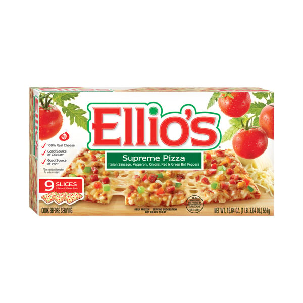 Frozen Pizza Ellio's Supreme Pizza, 100% Real Cheese, 9-slice hero