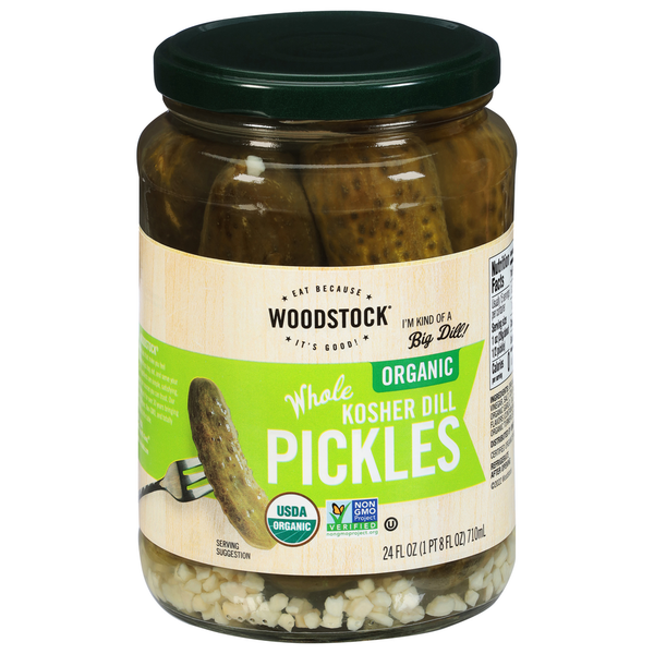 Pickled Goods & Olives WOODSTOCK Organic Kosher Whole Dill Pickles hero