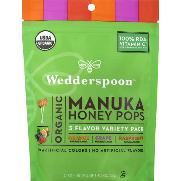 Juice & Nectars Wedderspoon Manuka Honey Pops, Organic, 3 Flavor Variety Pack hero