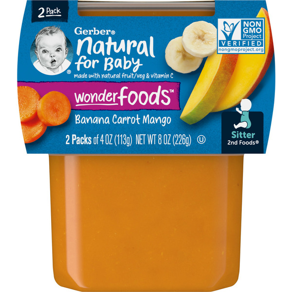 Baby Food & Formula Gerber Baby Food Banana Carrot Mango Tubs hero