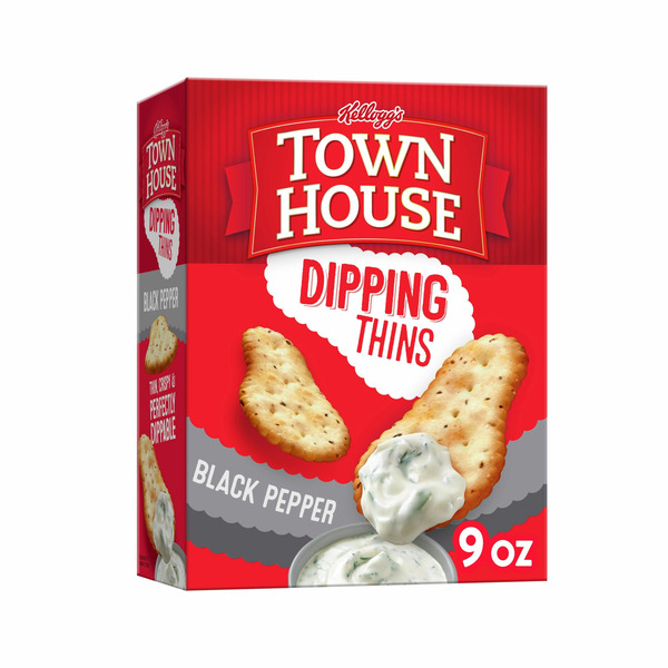 Fresh Dips & Tapenades Town House Dipping Thins Baked Snack Crackers, Party Snacks, Black Pepper hero