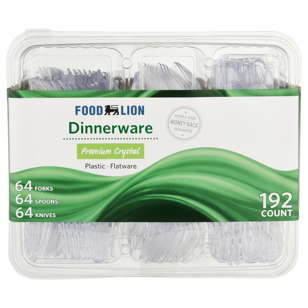 Plates, Bowls, Cups & Flatware Food Lion Dinnerware, Premium Crystal, Full Size, Sleeve hero